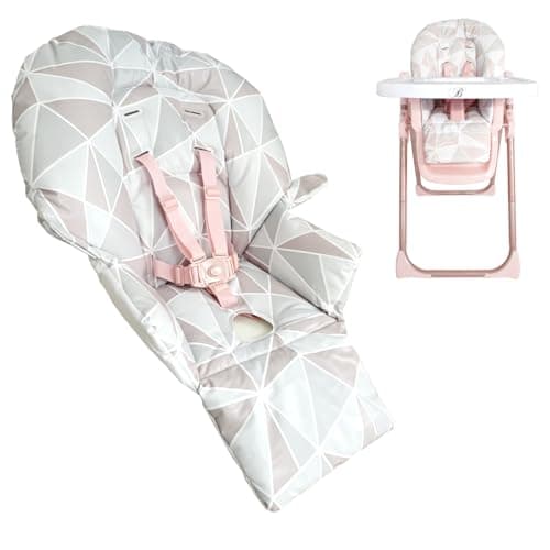 Image of My Babiie MBHC8 Premium Highchair Seat Cover Only with 5-Point Harness - Padded PVC Seat Cover, Easy Clean, Seat Cushion Compatible with My Babiie MBHC8 - Rose Geometric