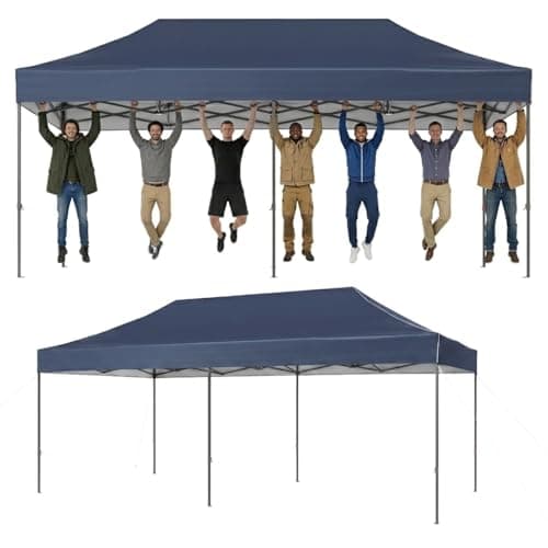 Image of Aoxun Pop Up Gazebo 3m x 6m Waterproof Outdoor Canopy with Wheeled Carrybag,6 Weight Bags, 8 Stakes and 4 Ropes, Heavy Duty Instant Shelter for Garden Party BBQ, Blue