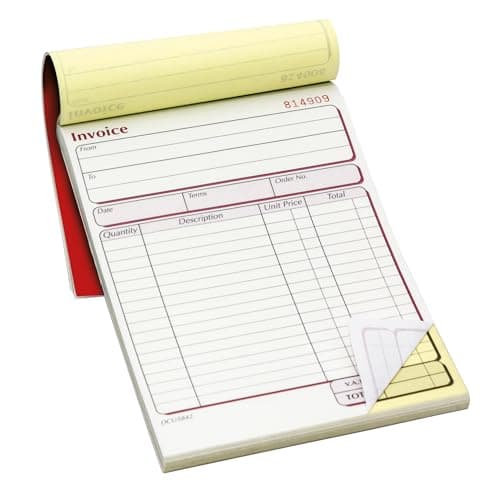 Image of Pukka Pad NCR Duplicate Invoice Book for Business and Sales – Tape Bound, 50 Entries Per Book, Carbonless Copies, Perforated Pages for Easy Removal – 137x203mm