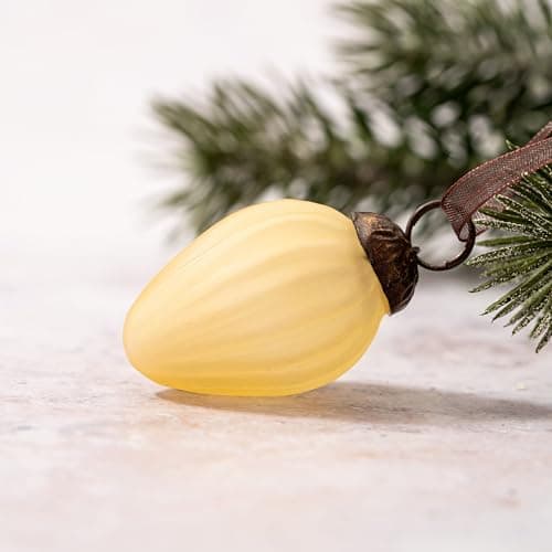 Image of Arthur Cameron Set of 6 Glass Frosted Pinecone Christmas Bauble (Gold)