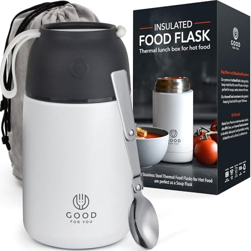 Image of GOOD FOR YOU - Thermal Food flask for hot food, Soup containers, ideal as a thermal lunch box, soup flask or food warmer lunch box - Stainless Steel insulated hot food jar