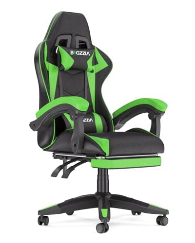 Image of Racingreat Ergonomic Gaming Chair with Adjustable Height, Reclining Feature, Headrest, and Lumbar Support for Adults (With Footrest, Green)