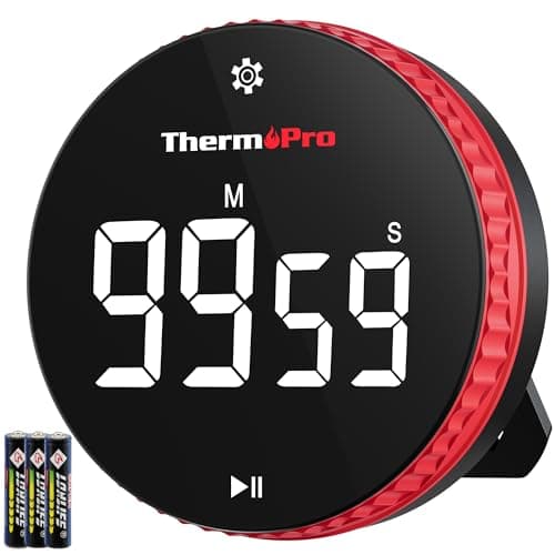 Image of ThermoPro 99-Hour Kitchen Timer with Strong Magnetic, Digital Timer with 3-Volume-Level, Stopwatch Timers has Large LED Display, Kitchen Timers for Cooking, Office, Gym, Study, Batteries Included