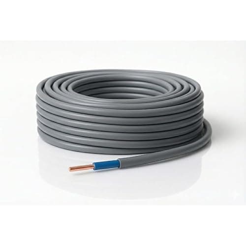 Image of LampStation 6181Y 1.5mm Double Insulated Single Core Cable - BASEC Approved - Grey PVC Sheathed Surface Wiring Wire for Switch Drops and Heating Controls - Solid Copper - BS 6004-Blue Core-10 Metres