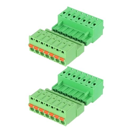 Image of sourcing map 2 Set 5.08 mm 0.2" Pitch Terminal Block, 7 Vertical Pin Spring PCB Mount Terminal Block Pluggable Male & Female Circuit Board Connector 300V 10A for 24-14AWG Cable