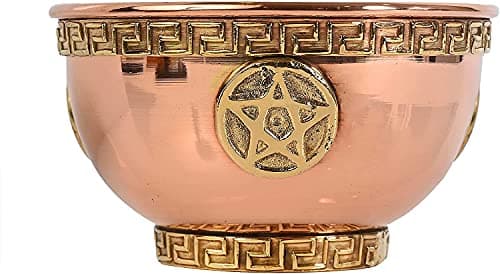 Image of Pentagram Copper Offering Bowl 3", Great for Altar use, Ritual use, Incense Burner, smudging Bowl, Decoration Bowl, offering Bowl - New Age Imports, Inc. (Pentagram)