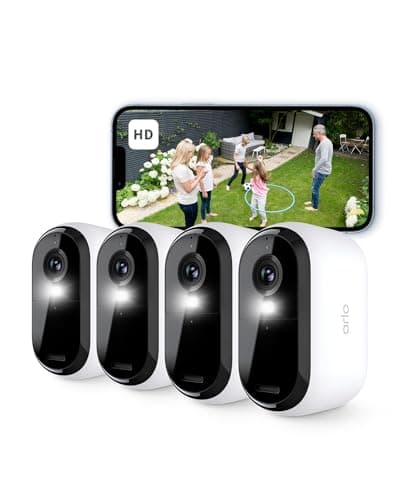 Image of Arlo Essential 2 HD Video Security Camera Outdoor Wireless, Battery Operated Home Camera With Colour Night Vision, Light, Siren, 2 Way Audio & WiFi, Arlo Secure Free Trial, 4 Cameras, White