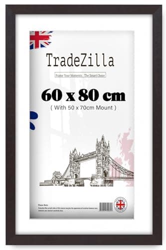 Image of TradeZilla | Minimalist MDF Picture Frame (60 x 80 cm) With 700 x 500 mm White Mount Wall Mounted | 24 x 32 Inch Poster, Certificate, Photo Frame for Home & Work Interiors [ Mahogany ]
