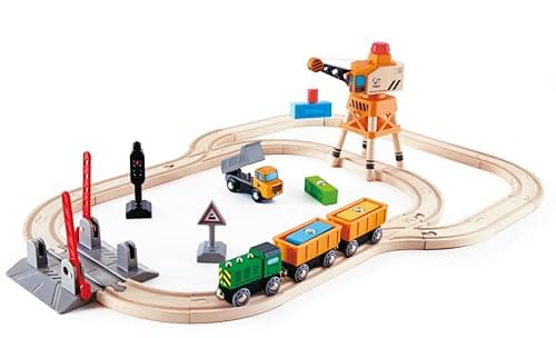 Image of Hape Crossing & Crane Train Set
