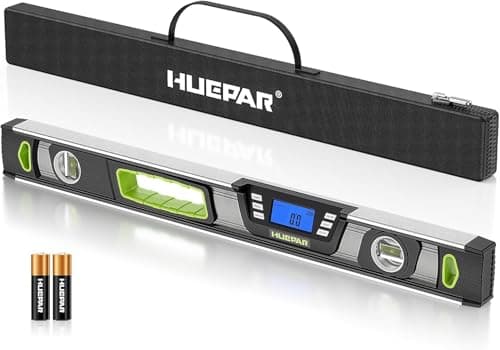 Image of Digital Spirit Level, Huepar 600mm/24-Inch Digital Level, Professional Magnetic Electronic Torpedo Level with LCD Display, Audible Alerts, IP54 Dust/Waterproof, Angle Finder Tool with Carrying Case