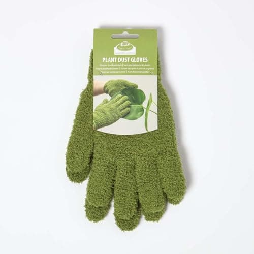 Image of HOMESCAPES Microfibre Dusting Gloves, Washable Reusable Cleaning Gloves Mittens for Artificial Plants House Cleaning Car Lamps Blinds and Tight Corners, Microfiber Gloves for Men, Women (Green)