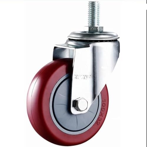 Image of MroMax 4Pcs 76mm Casters Wheels Dia 120Kg Polyurethane PU Wheels Castors M16 Thread Screw Iron Brake Locking Industrial for Trolley