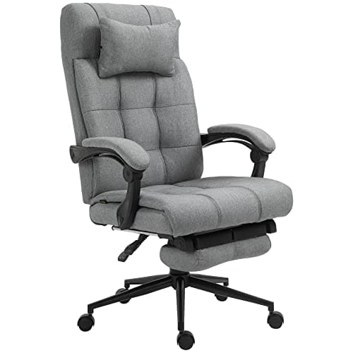 Image of Vinsetto Office Chair, Computer Chair with Adjustable Height, Head Pillow, Footrest for Home, Light Grey