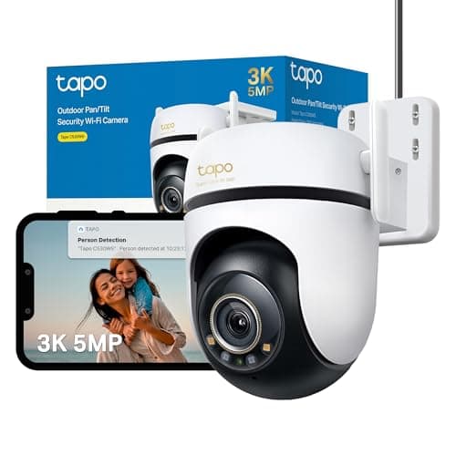 Image of Tapo C530WS Pan/Tilt Outdoor Security Camera, 3K 5MP WiFi Outdoor Camera, 360° Vision Motion Tracking, No Monthly Fee, AI Detection, Starlight Colour Night Vision, IP66, Works with Alexa & Google
