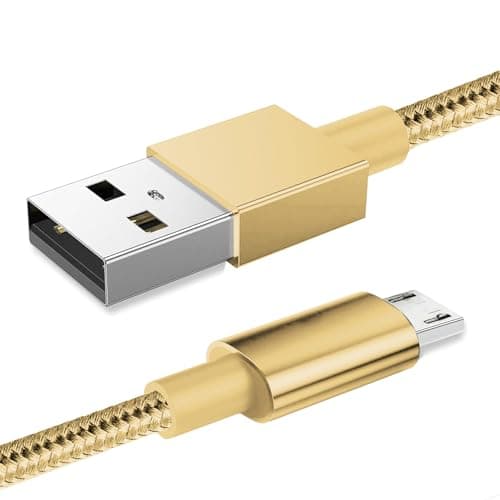 Image of World biz Micro USB Cable, 1M Micro USB Android 3.1A Fast Charger Cable Nylon Braided USB Micro Cord Compatible for Samsung S7/S6,Kindle Fire,Tablets,PS 4 Controller, Android Devices (Gold)