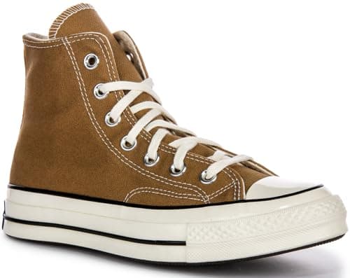 Image of Converse A08616C Chuck 70 Vintage Canvas Hi Lac Men's Trainers, Beige Tan, 6.5 UK