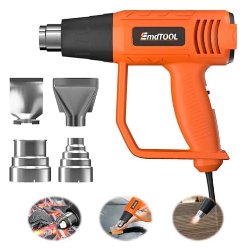 Image of Heat Gun, 2000W Heavy Duty Hot Air Gun Kit 300℃ & 600℃ Dual Temperature Settings with 4 Attachments Nozzles & Overload Protection, for Crafts/Shrink Wrapping/Tubing/Paint Removing/Epoxy Resin