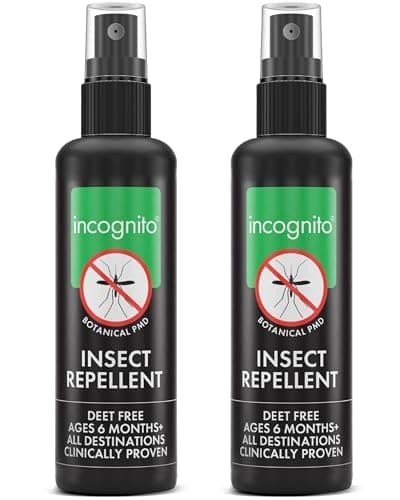 Image of Incognito Insect Repellent Spray, 2x100ml Natural DEET Free, Shields from Wide Range of Biting Insects. Clinically proven protection from Ticks & Dengue carrying mosquitoes, Organic Mosquito Repellent