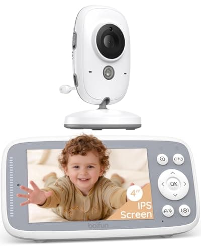 Image of 2026 Upgraded Boifun Baby Monitor with Camera and Night Vision, No WiFi, 4-inch Crystal Clear IPS Screen, 2-Way Talk, Temperature & Sound Alerts, 3x Zoom, Lullaby, Feeding Reminder,LED Sound Indicator
