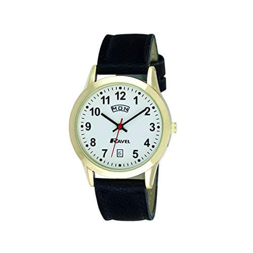 Image of Ravel Unisex Classic Day-Date Calendar Watch - Black/Gold Tone