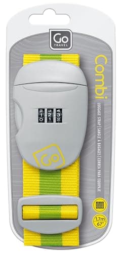 Image of Combi Luggage Strap, Fully Adjustable Luggage Straps for Suitcases and Bags, Secure 3-Dial Combination Lock with Sturdy Buckle, Travel Essentials, Yellow/Green