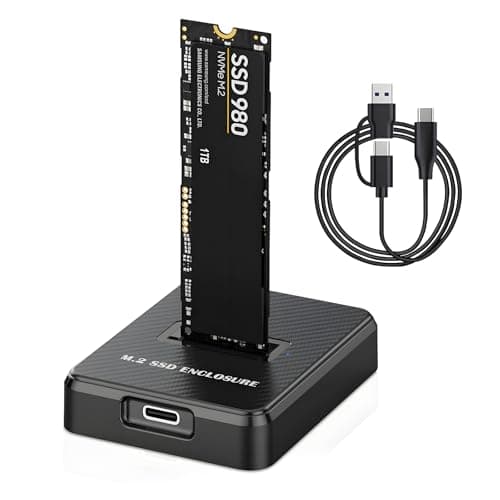 Image of DERSUR M.2 NVME SATA SSD Enclosure Adapter, 10Gbps USB 3.2 Gen 2 USB C External, Aluminium Alloy Housing, Supports M.2 (M Key) NVMe & (B+M Key) SATA SSDs, Plug and Play External Storage Solution