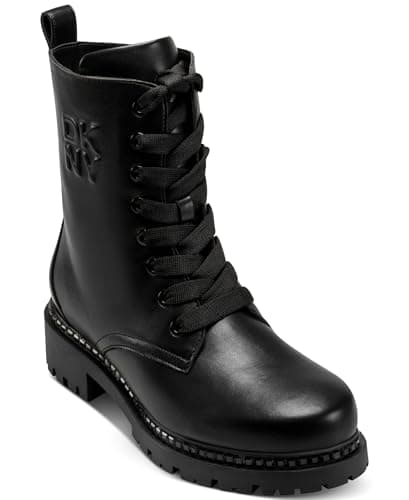 Image of DKNY Women's Rommily Lace Up Boot Combat, Black, 9 UK