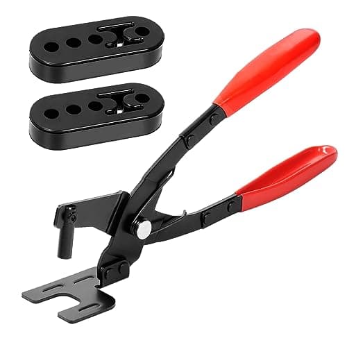Image of Swpeet 3Pcs 10 Inch Exhaust Hanger Removal Pliers and 4 Hole Exhaust Hanger Rubber Set, Universal Exhaust Insulators Muffler Hangers Removal Tool, 25 Degree Offset for Access in Hard to Reach Place