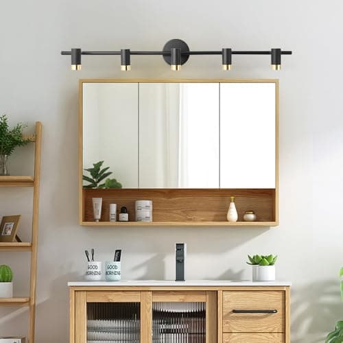 Image of Modern G4 Wall Lamp 5-Light Black Wall Mount Spotlight 360° Rotating Bathroom Sconce Lighting for Home Decor Elegant Indoor Accent Light