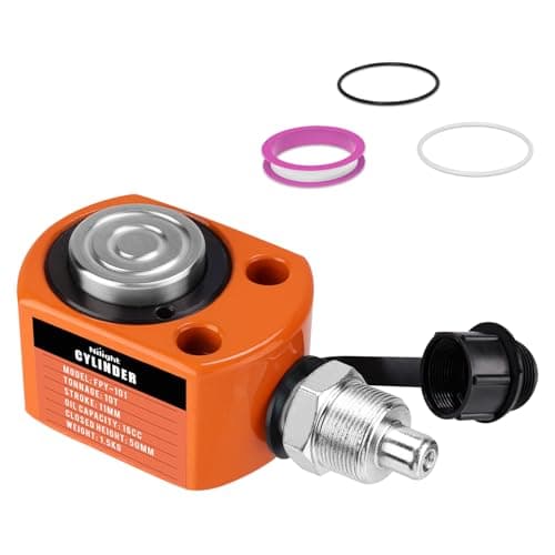 Image of Nilight 10 Ton Hydraulic Cylinder Jack Porta Power Ram, Heavy Duty Low Profile 0.43 Inch Stroke Automatically Retract Mini Jack Ram Single Acting Lifting Cylinders for Machinery Shipbuilding, Orange