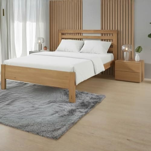 Image of Reinforced Beds, CAWSTON BED, Natural Oak Finish, Reinforced Slats, Strong Wooden Bed (Oak, Double)