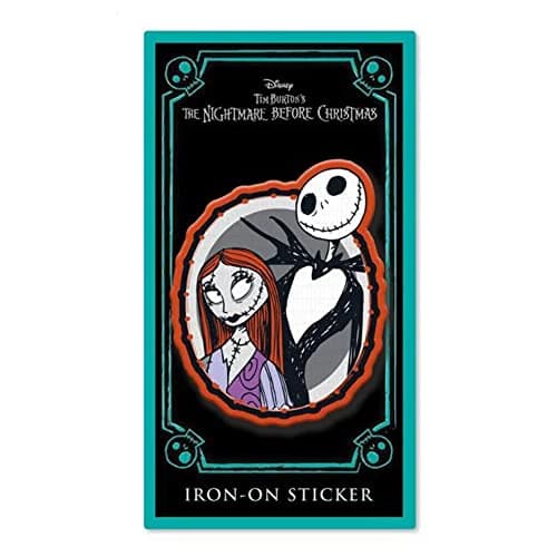 Image of Nightmare Before Christmas Embroidered Jack and Sally Iron On Patch (One Size) (Grey/White/Orange)