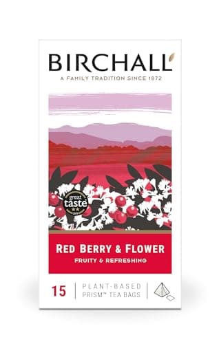 Image of Birchall Tea Bags, Red Berry & Flower Tea Gift, Caffeine Free Tea Bursting with Full Flavour, 15 Plant-Based Prism Tea Bags
