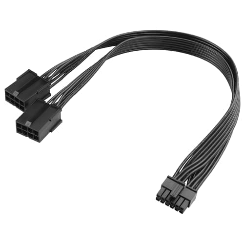 Image of ELFJMZP 2x 8 Pin to 12 Pin Power Cable Compatible with RTX 30 Series (3090/3080) Founders Edition, AWM 2468 18AWG Flat Ribbon Cable, PCIE ATX Adapter, 30cm Black