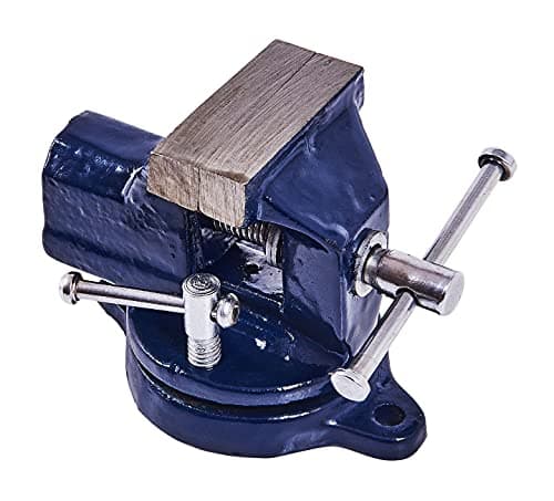Image of Amtech - 50mm Revolving Table Vice, Cast Iron Body with Hardened Jaws and Tommy Bar, 360° Rotation for Model Making and DIY Tasks