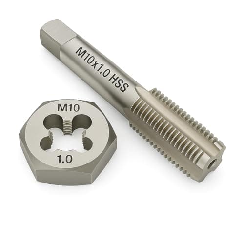 Image of M10x1.0 Metric Tap and Die Set Right Hand HSS Tap & GCr15 Hex Die for Metal Thread Repair