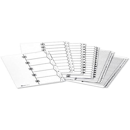 Image of Avery 05247061 A4 Mylar Pre-Printed Unpunched Dividers, 1-5 Numeric, 20 Set Pack - White