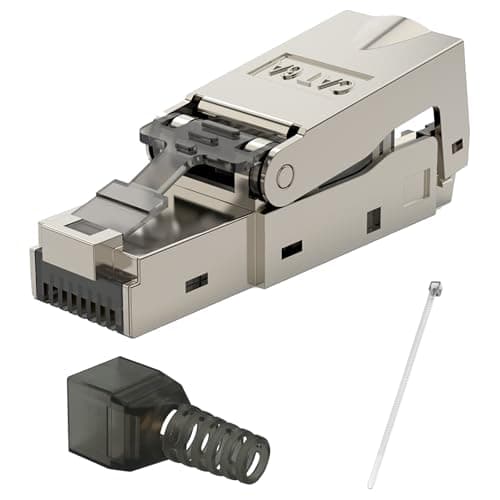 Image of CTRICALVER Toolless RJ45 Connector, CAT6A Connector Tool-Free, Modular Plug Reusable with Shielded, Fast Field Installation Network Plug for Ethernet Cables 10Gbps 500MHz(1 Pack)