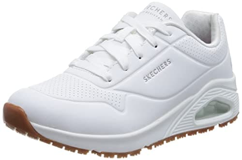 Image of Skechers Womens Uno Slip Resistant Trainers, White Synthetic, 6 UK