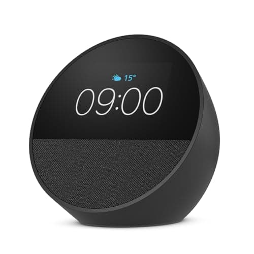 Image of Certified Refurbished Echo Spot (2024 release), Smart alarm clock with vibrant sound + Alexa, Black