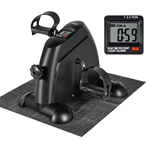 Image of AGM Mini Exercise Bike Pedal Sit Down, Under Desk Bike with LCD Display for Legs and Arms, Non-Slip Mat Included