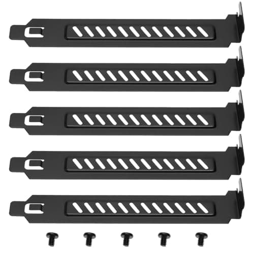 Image of Ieron 5 Pieces Alloy Steel Pci Slot Cover Bracket Full Size Expansion Slot Cover Plate Black With Screws For Pc Case Airflow Dustproof For Computer Case