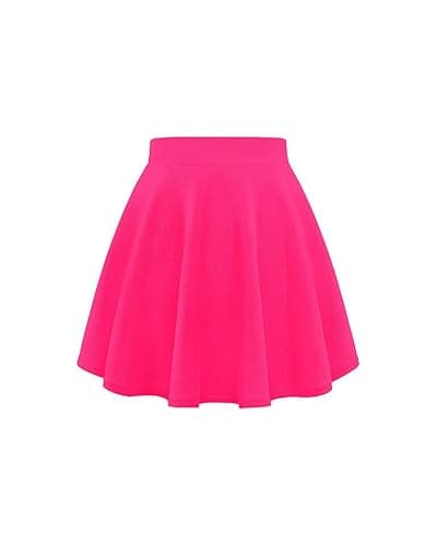 Image of Gum & Berries Girls Skater Skirt High Waist Flared Mini Skirt Casual Dance Party Outfit Neon Pink 11-12 Years