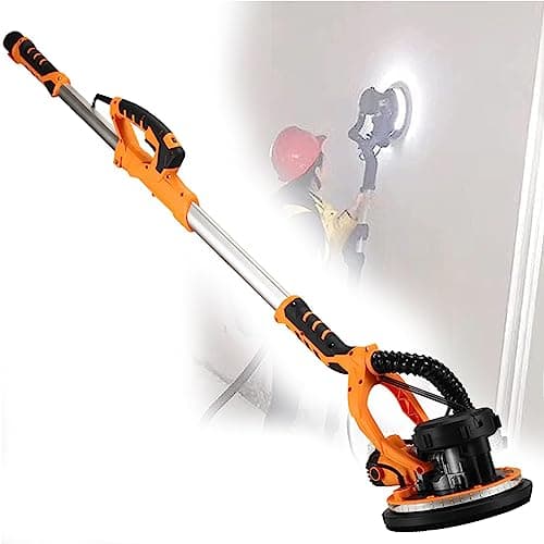 Image of 110V Electric Drywall Sander with Extendable Hose - 90° Tilting Grinding Head for Sanding Drywall, Ceiling, Wall, Floor - Includes 6PCS Sanding Discs