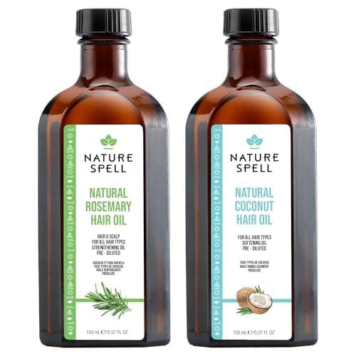 Image of Nature Spell Hair Growth Duo with Rosemary & Coconut Oils, Pre-Diluted Oil Set to Stimulate Growth, Moisturises & Repairs Damaged Strands, For All Hair Types, Vegan, Pack of 2, 150ml Each