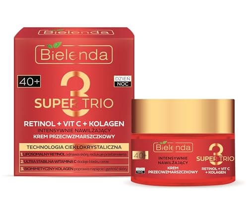 Image of Bielenda Super Trio Retinol + Vit C + Collagen Intensively Moisturizing 40+ Cream 50ml