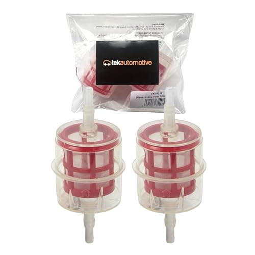 Image of Tek Automotive Diesel Fuel Filter Twin Pack - Universal Inline Fuel Filter for 6mm & 8mm Pipes, Ideal for HGV, Forklifts & Garden Equipment