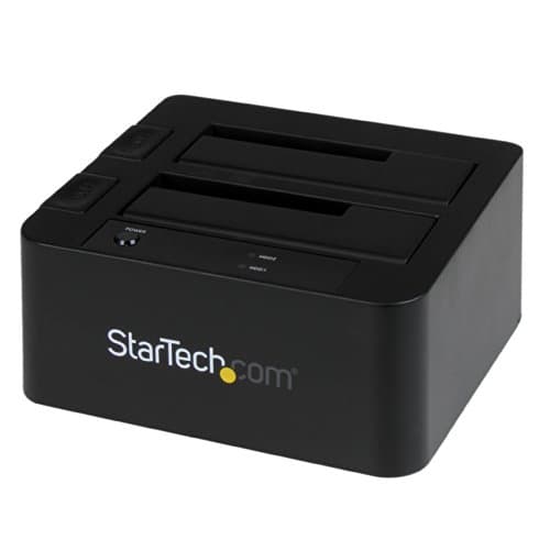 Image of StarTech.com Dual-Bay USB 3.0 / eSATA to SATA Hard Drive Docking Station, External 2.5/3.5" SATA I/II/III, SSD/HDD Docking Station, Hot-Swap Hard Drive Bays, Top-Loading (SDOCK2U33EB)