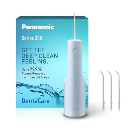 Image of Panasonic Series 300 Water Flosser for Teeth, Cordless EW-DJ27-A311, 99.9% Plaque Remover, 200ml, IPX7, 4 Regular Nozzles, 5 Pressure Settings, Oral Irrigator for Home & Travel, Black