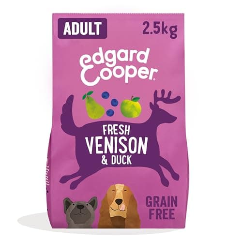 Image of Edgard & Cooper Grain Free Dry Dog Food For Medium Breed Adult Dogs (2.5kg), Fresh Venison & Duck, Balanced Fibre For Gut Health, Hypoallergenic Recipe With Natural Ingredients, Never Meat Meal
